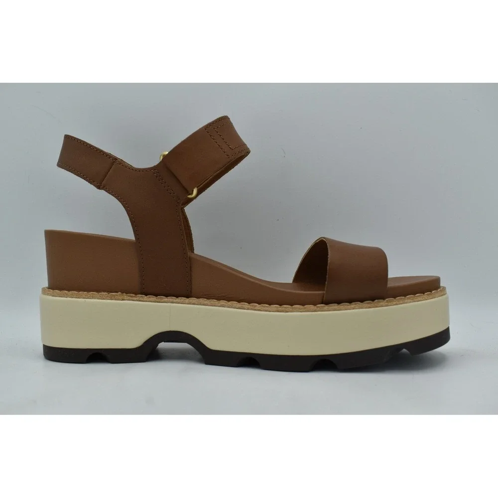Sorel Women Size 9.5 Joanie IV Velvet Tan Brown Y Strap Wedge Sandals Shoes